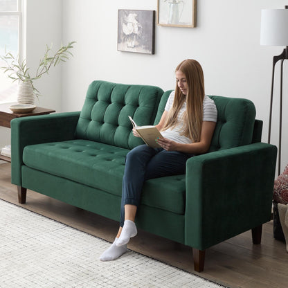 Divano Brookside Brynn da 76 pollici con braccioli quadrati in similpelle/velluto/tessuto