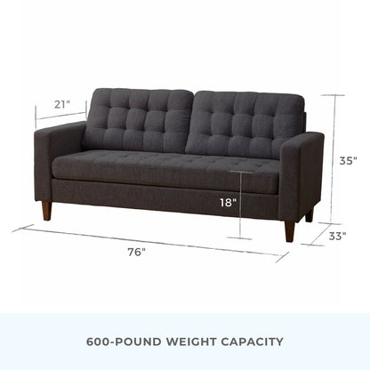 Divano Brookside Brynn da 76 pollici con braccioli quadrati in similpelle/velluto/tessuto