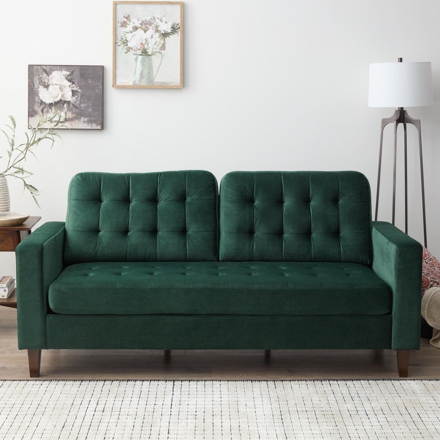 Divano Brookside Brynn da 76 pollici con braccioli quadrati in similpelle/velluto/tessuto