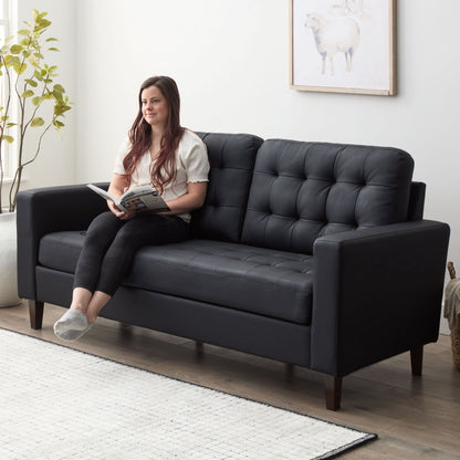 Divano Brookside Brynn da 76 pollici con braccioli quadrati in similpelle/velluto/tessuto