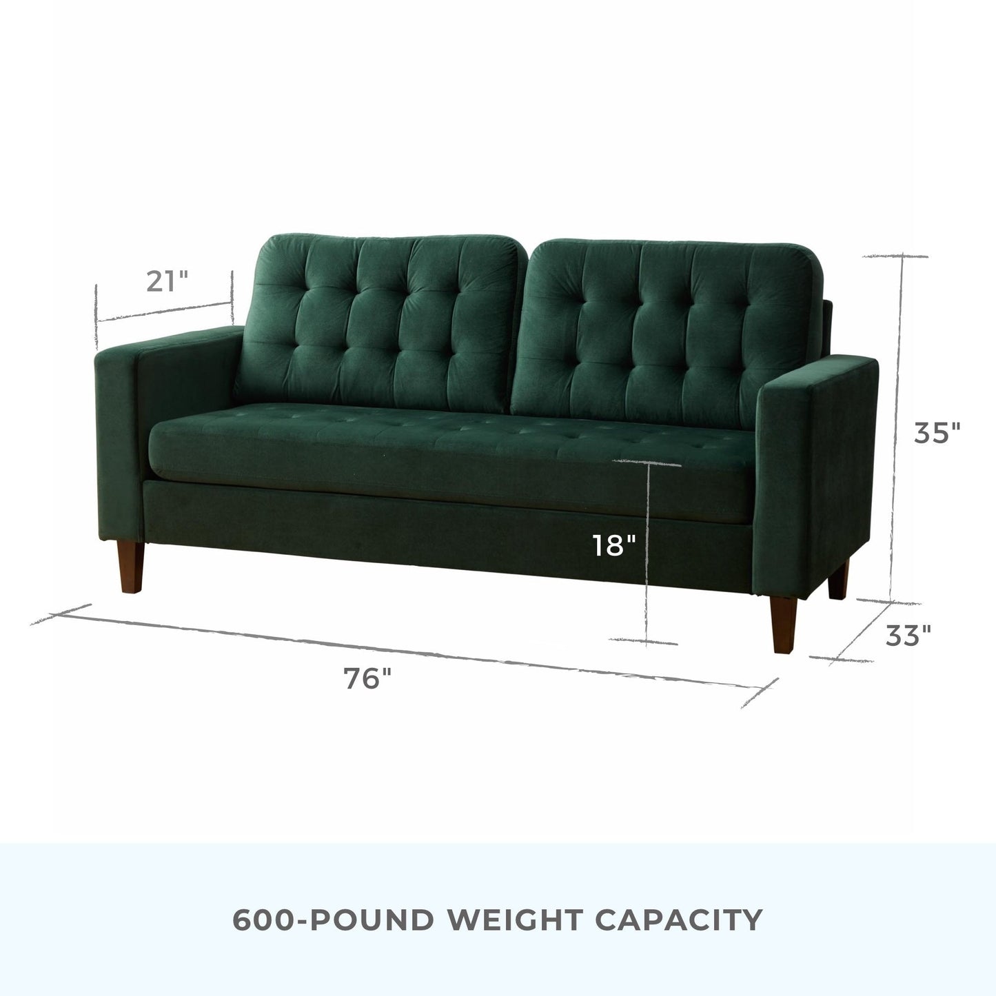 Divano Brookside Brynn da 76 pollici con braccioli quadrati in similpelle/velluto/tessuto