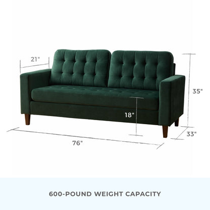 Divano Brookside Brynn da 76 pollici con braccioli quadrati in similpelle/velluto/tessuto