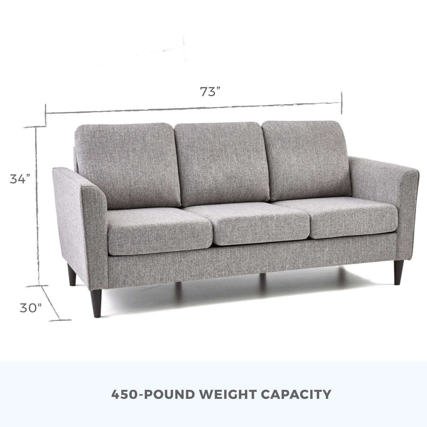 Divano imbottito con braccioli curvi Brookside Clara 73