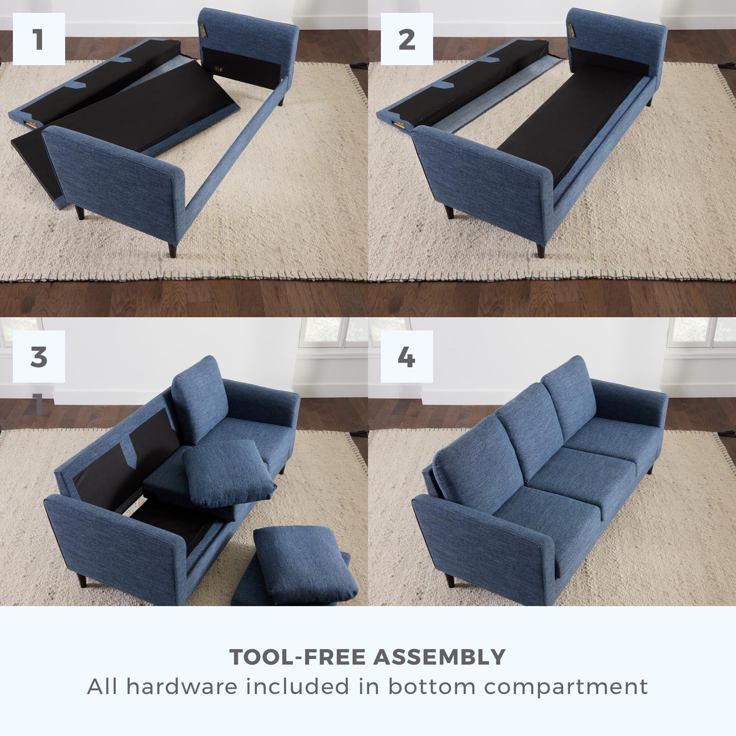 Divano imbottito con braccioli curvi Brookside Clara 73