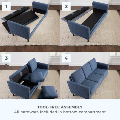 Divano imbottito con braccioli curvi Brookside Clara 73