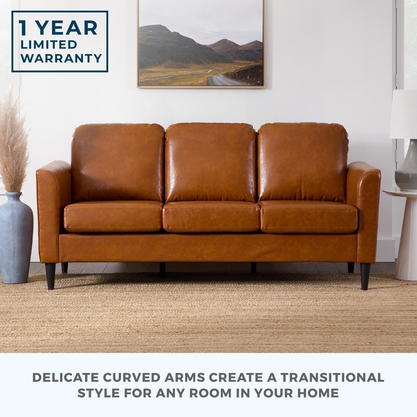 Divano imbottito con braccioli curvi Brookside Clara 73