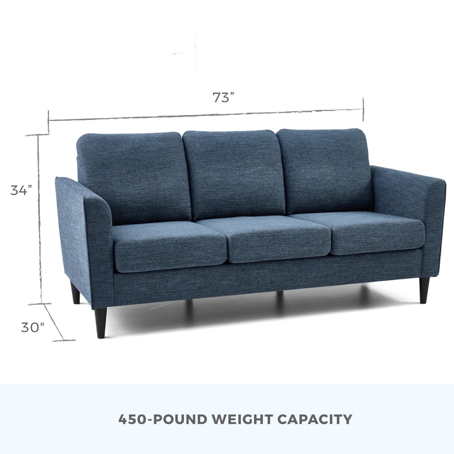 Divano imbottito con braccioli curvi Brookside Clara 73
