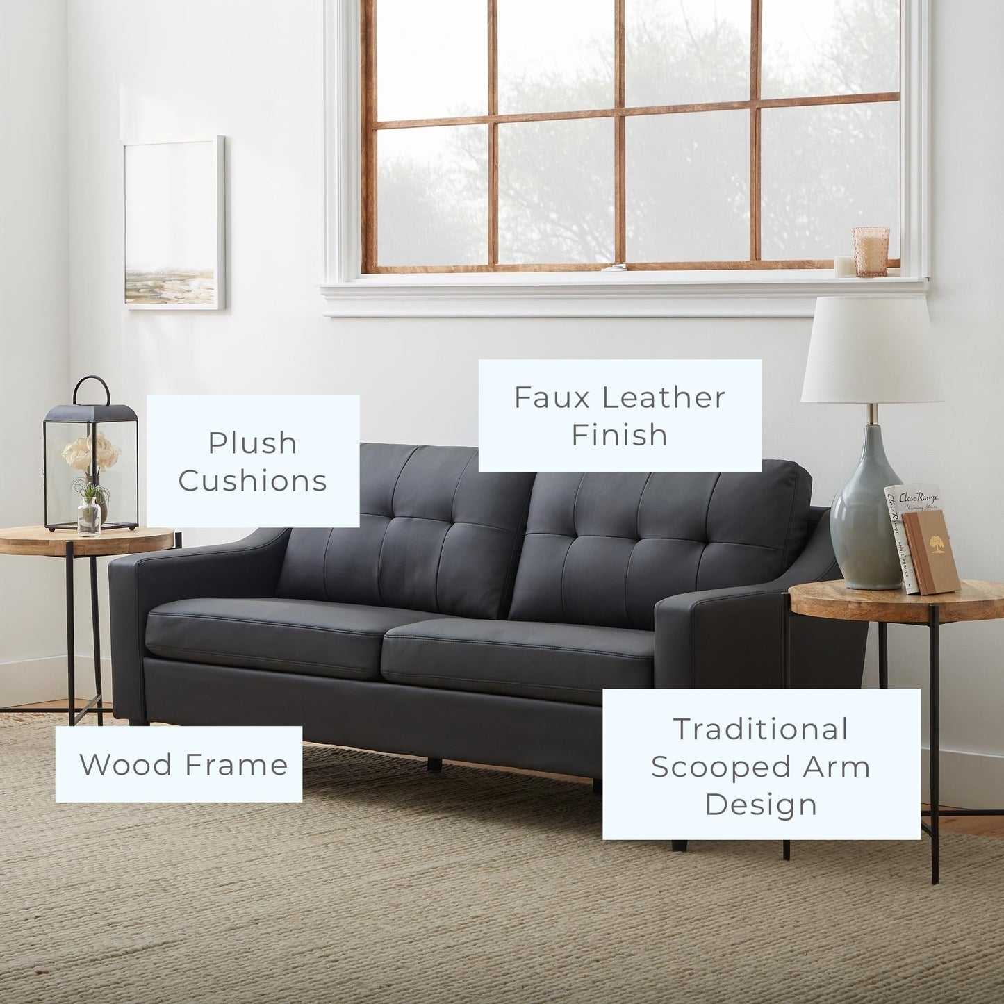 Divano imbottito con braccioli a cucchiaio Brookside Ellen 75