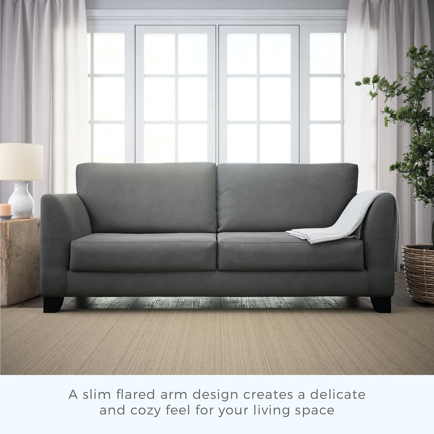 Divano imbottito con braccioli svasati Brookside Holly 85