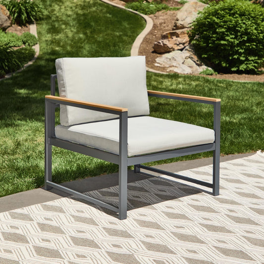 Sedia decorativa da esterno Brookside Meg in metallo con cuscini