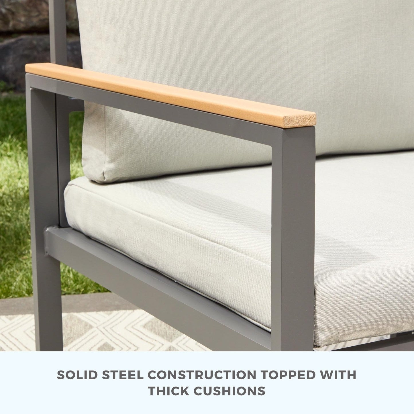 Sedia decorativa da esterno Brookside Meg in metallo con cuscini