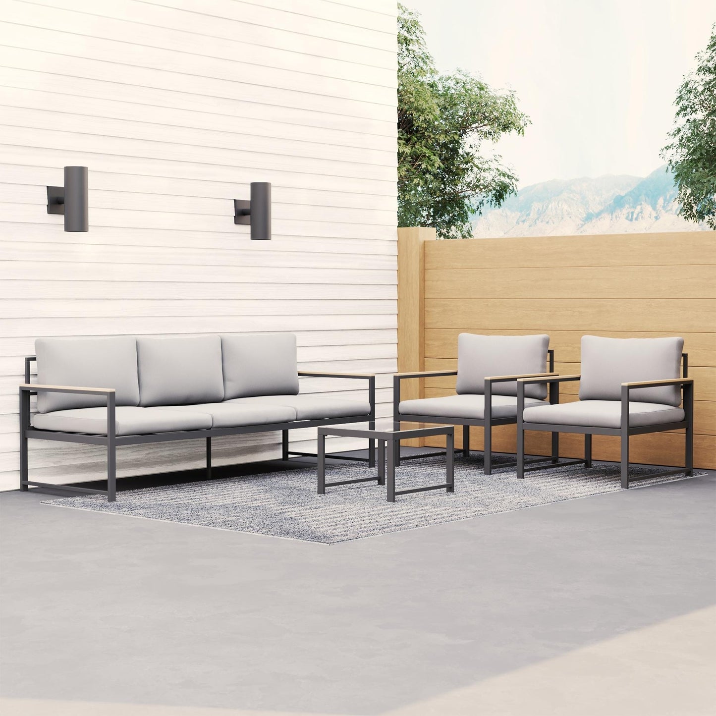 Sedia decorativa da esterno Brookside Meg in metallo con cuscini