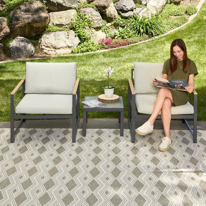 Sedia decorativa da esterno Brookside Meg in metallo con cuscini