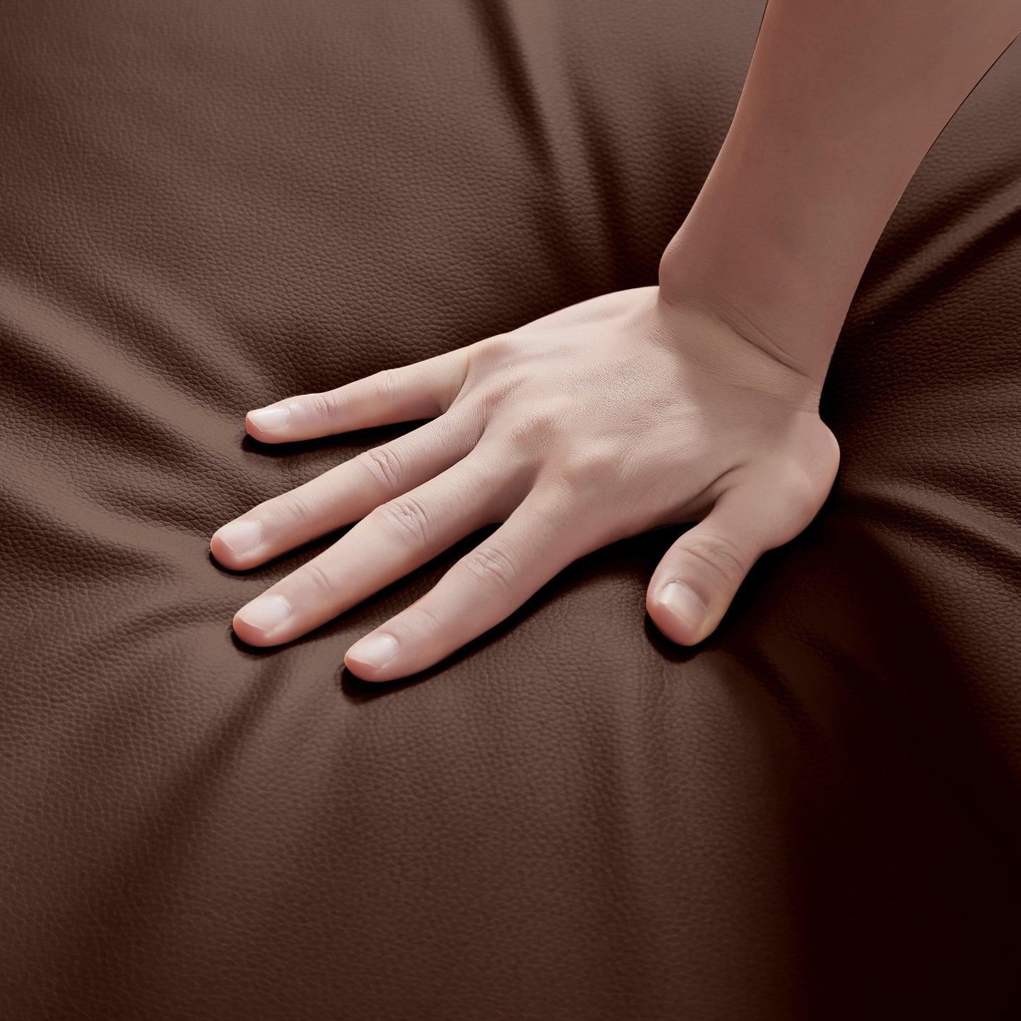 Divano a due posti in pelle PVC marrone 47.24 con schienale imbottito extra spesso e robusta struttura in metallo per soggiorno