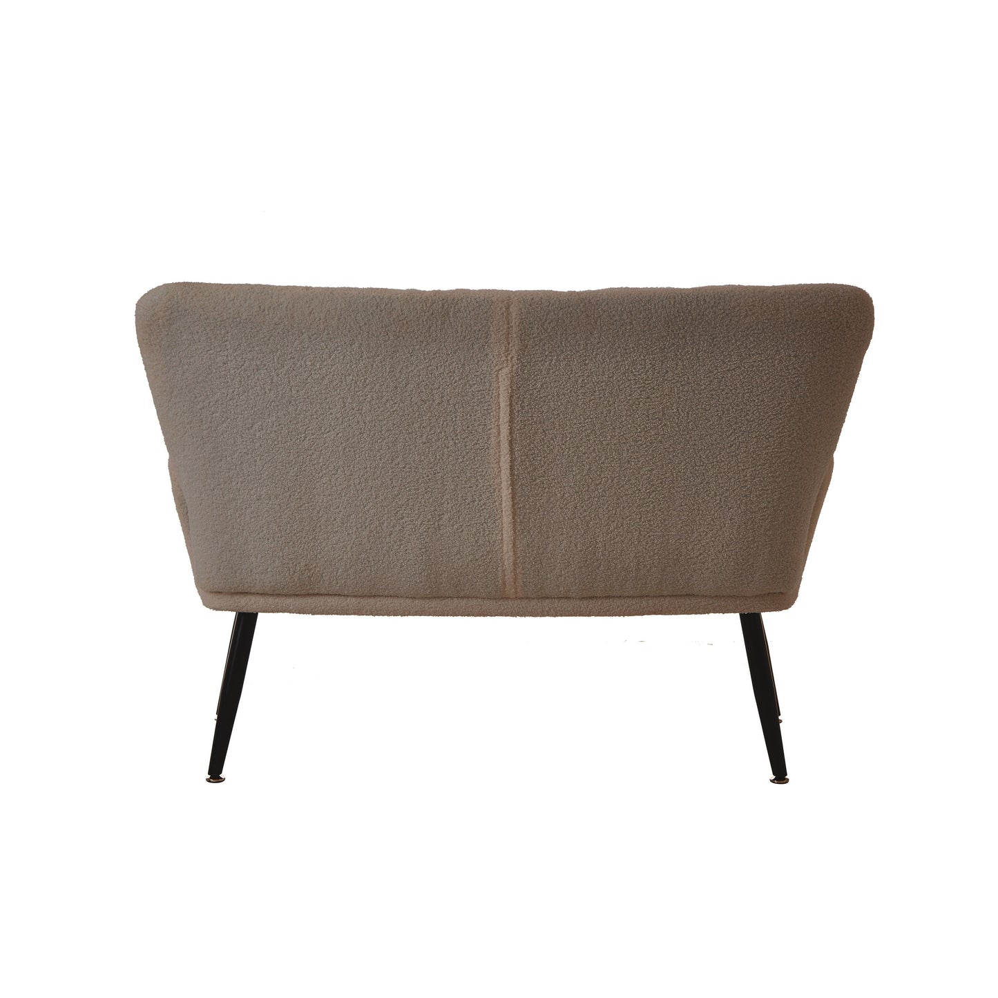 Divano a due posti Teddy Brown 52 con schienali trapuntati e struttura in legno massello per soggiorno.