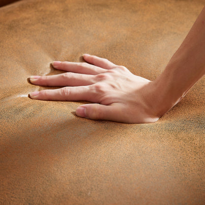 Divano Chesterfield a 3 posti con braccioli arrotolati in tessuto tecnico marrone 85,5 e 2 cuscini per soggiorno