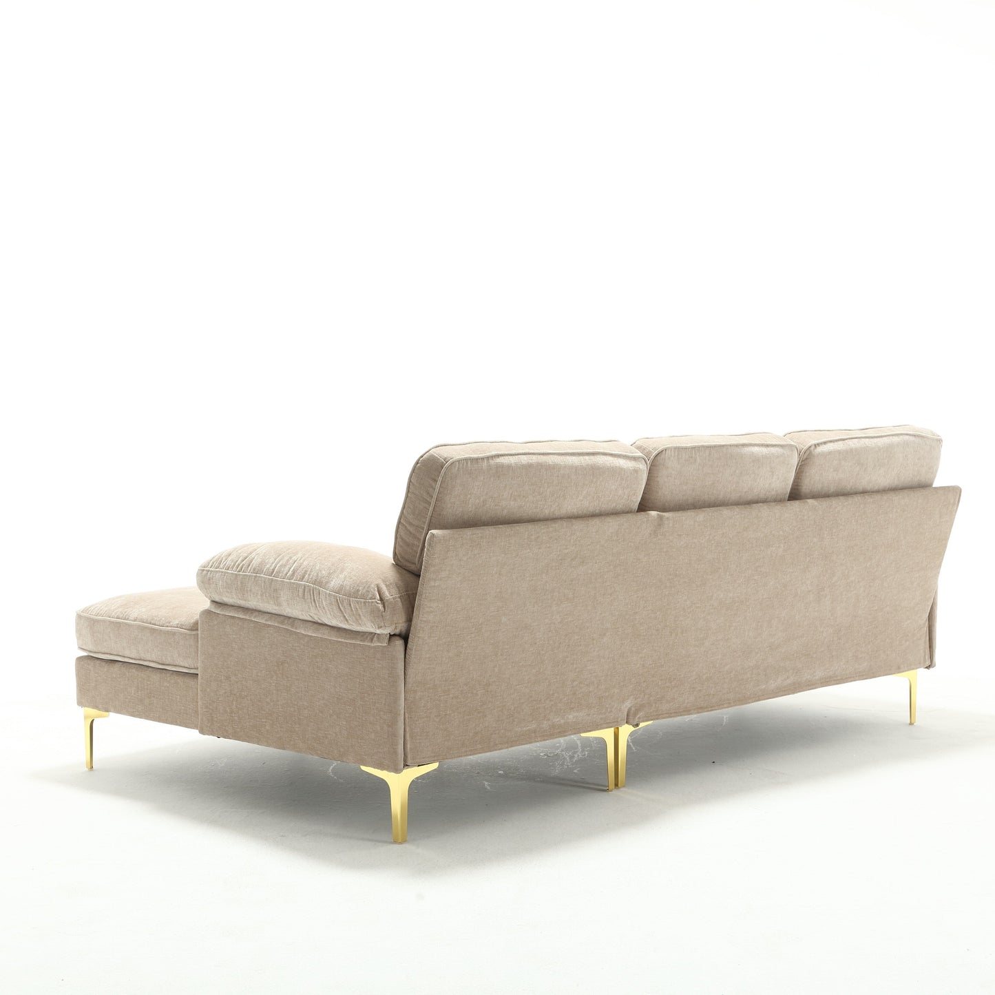 Divano a 3 posti a L da 85'' marrone con chaise longue e cuscino a molle