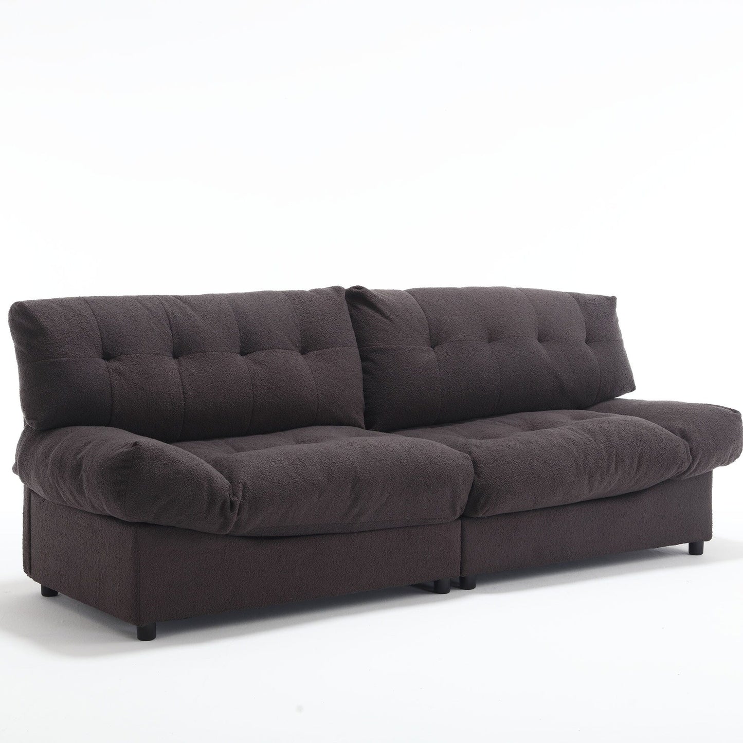 Divano a 2 posti in tessuto marrone da 96,46'' con comodo design imbottito, stile nuvola e piedini in plastica per il soggiorno