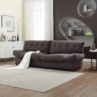 Divano a 2 posti in tessuto marrone da 96,46'' con comodo design imbottito, stile nuvola e piedini in plastica per il soggiorno