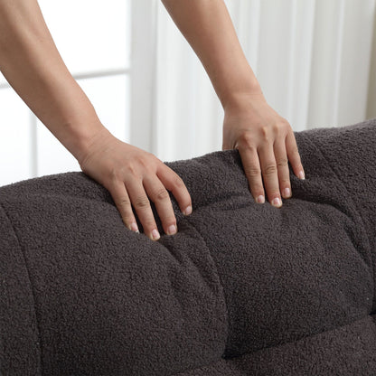 Divano a 2 posti in tessuto marrone da 96,46'' con comodo design imbottito, stile nuvola e piedini in plastica per il soggiorno