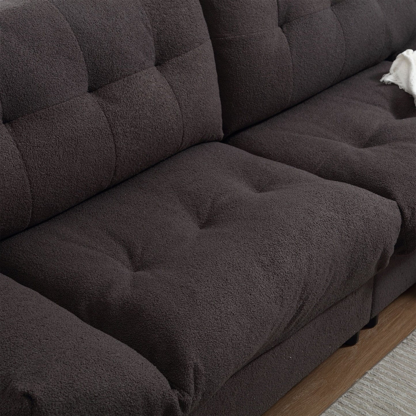 Divano a 2 posti in tessuto marrone da 96,46'' con comodo design imbottito, stile nuvola e piedini in plastica per il soggiorno