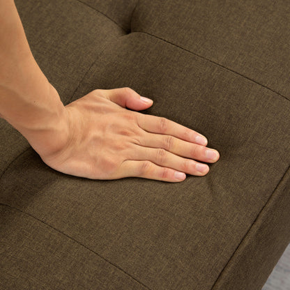Divano letto futon convertibile marrone a 3 posti con gambe in legno