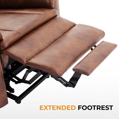 Poltrona reclinabile elettrica a doppio motore marrone con massaggio e porte USB