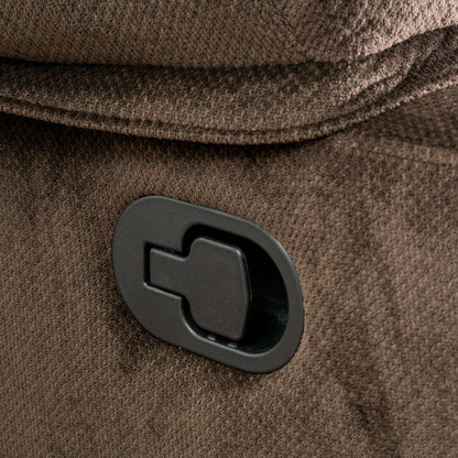 Poltrona reclinabile manuale in tessuto elegante marrone con doppio portabicchieri, dimensioni spaziose per il massimo comfort