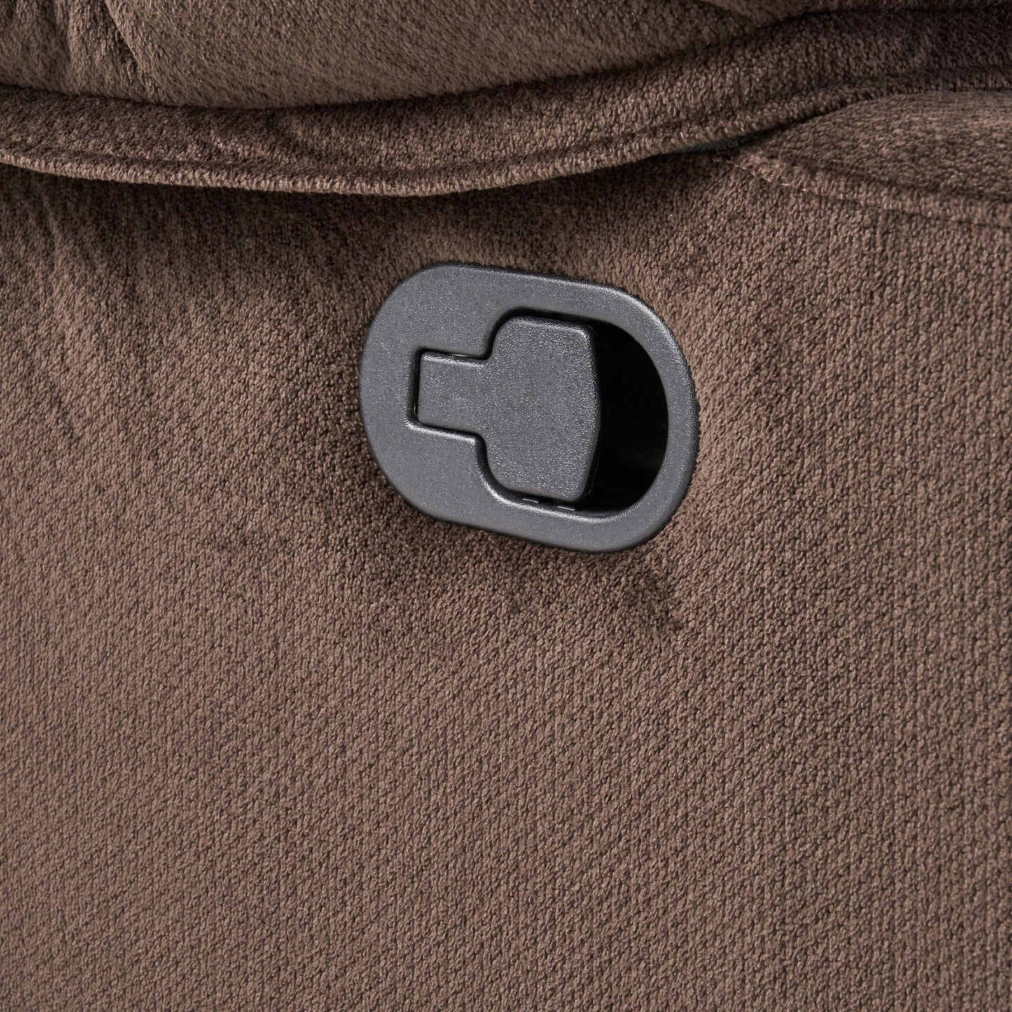 Poltrona reclinabile manuale in tessuto elegante marrone con doppio portabicchieri e dimensioni generose per il massimo comfort