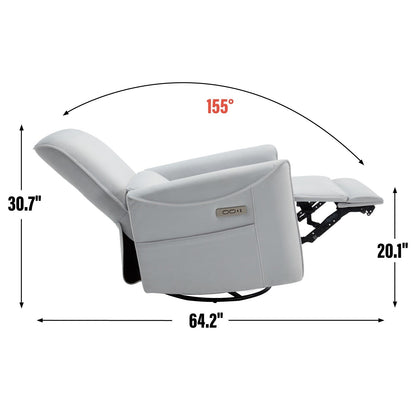Poltrona reclinabile ergonomica marrone con rotazione a 270°, oscillazione delicata, rivestimento resistente e ricarica USB e Type-C