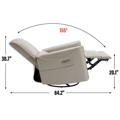 Poltrona reclinabile ergonomica marrone con rotazione a 270°, oscillazione delicata, rivestimento resistente e ricarica USB e Type-C