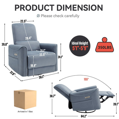 Poltrona reclinabile ergonomica marrone con girevole, oscillante e porte USB