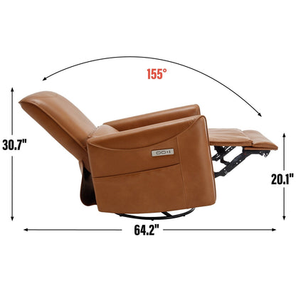 Poltrona reclinabile ergonomica marrone con girevole, oscillante e porte USB