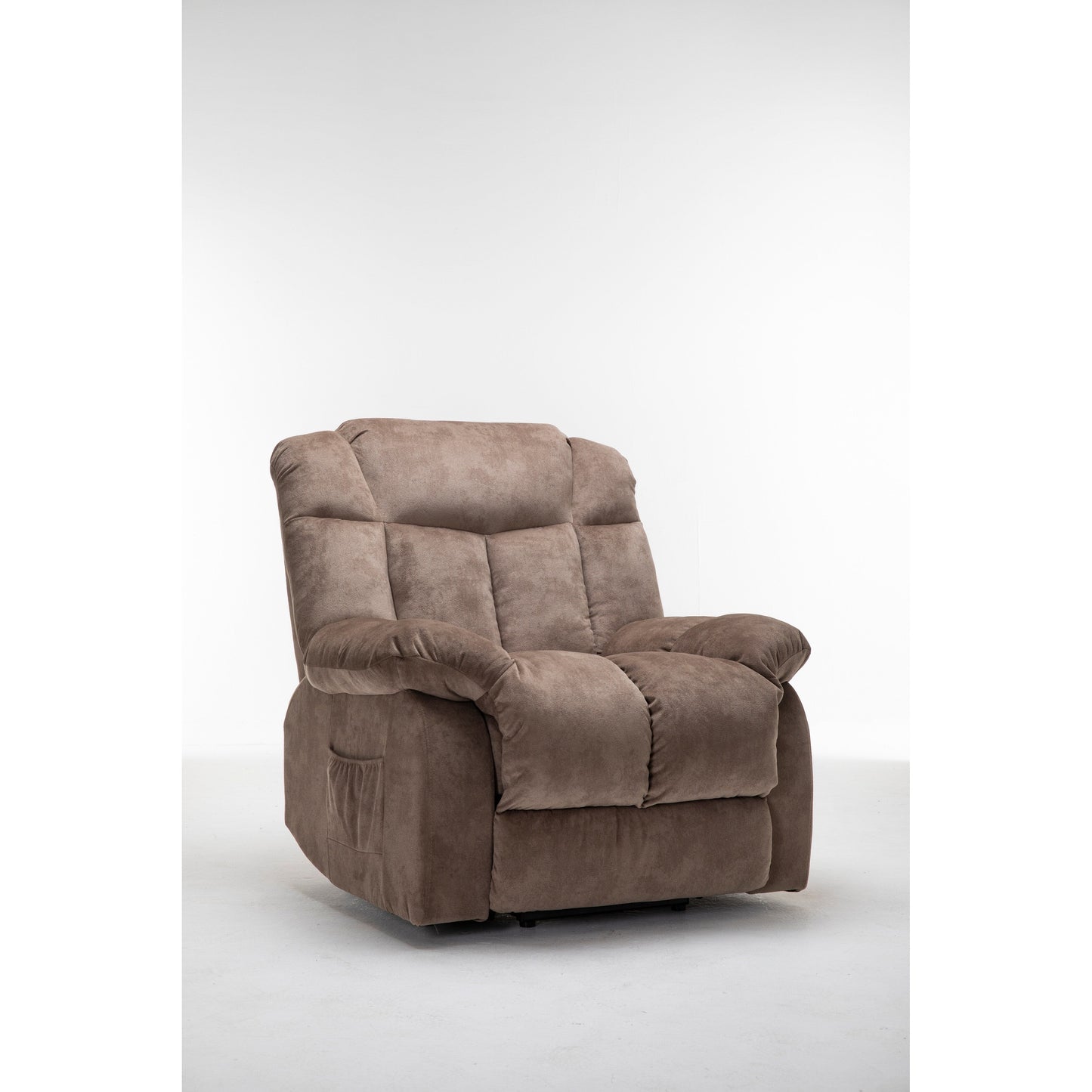 Poltrona reclinabile elettrica resistente marrone con tessuto antiscivolo, cuscino imbottito e funzioni regolabili per anziani