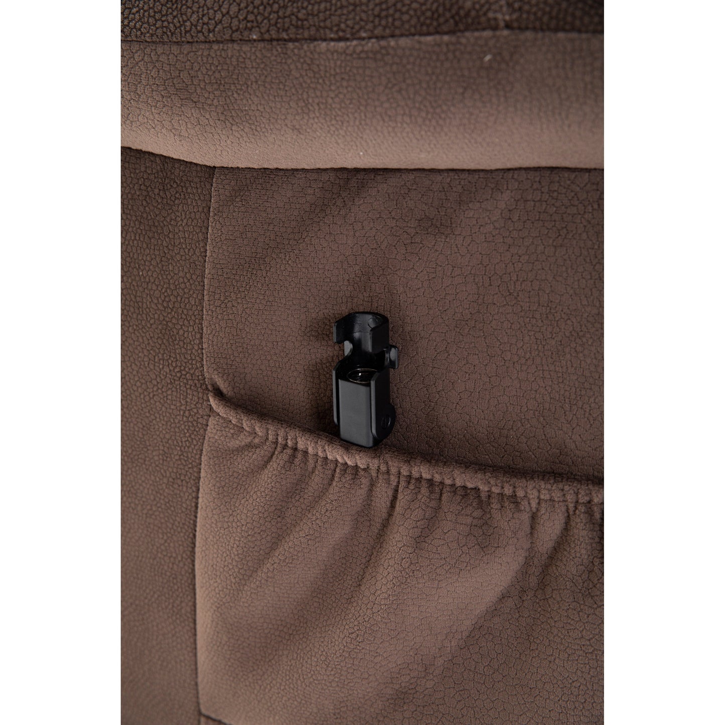 Poltrona reclinabile elettrica resistente marrone con tessuto antiscivolo, cuscino imbottito e funzioni regolabili per anziani