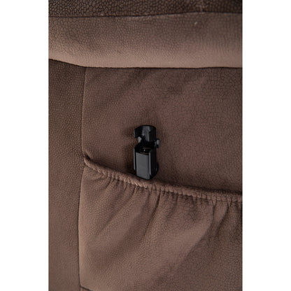 Poltrona reclinabile elettrica resistente marrone con tessuto antiscivolo, cuscino imbottito e funzioni regolabili per anziani