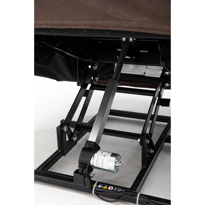 Poltrona reclinabile elettrica resistente marrone con tessuto antiscivolo, cuscino imbottito e funzioni regolabili per anziani