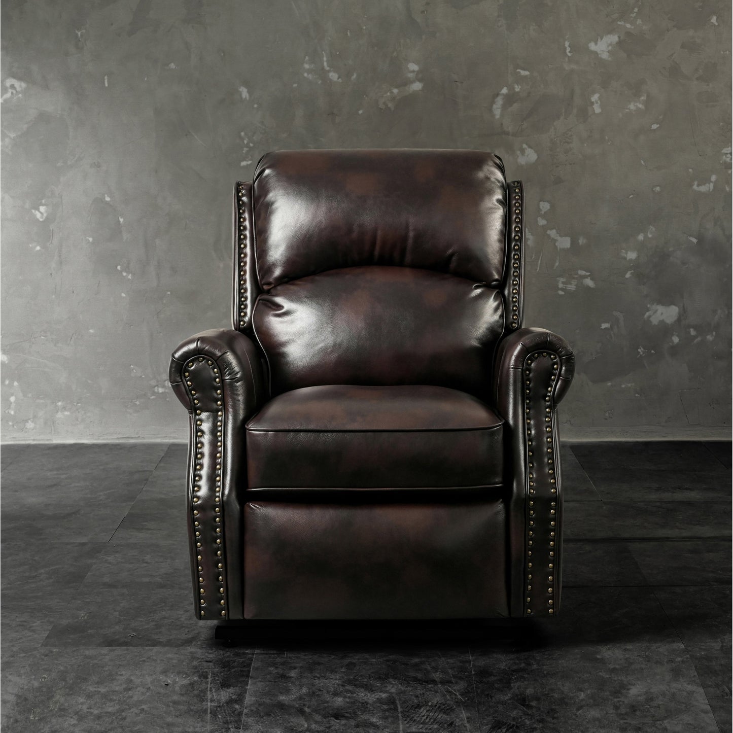 Poltrone reclinabili marroni comode in similpelle, divani reclinabili elettrici con porta USB per soggiorno