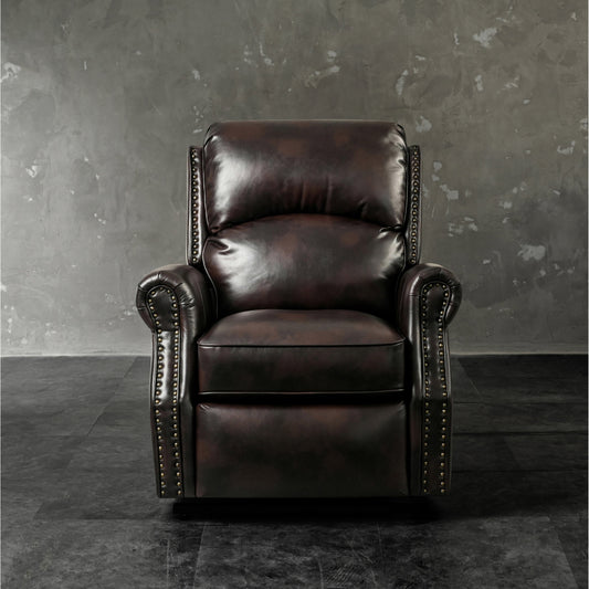 Poltrone reclinabili marroni comode in similpelle, divani reclinabili elettrici con porta USB per soggiorno