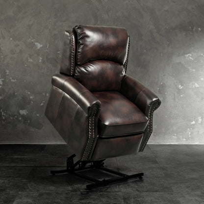 Poltrone reclinabili marroni comode in similpelle, divani reclinabili elettrici con porta USB per soggiorno