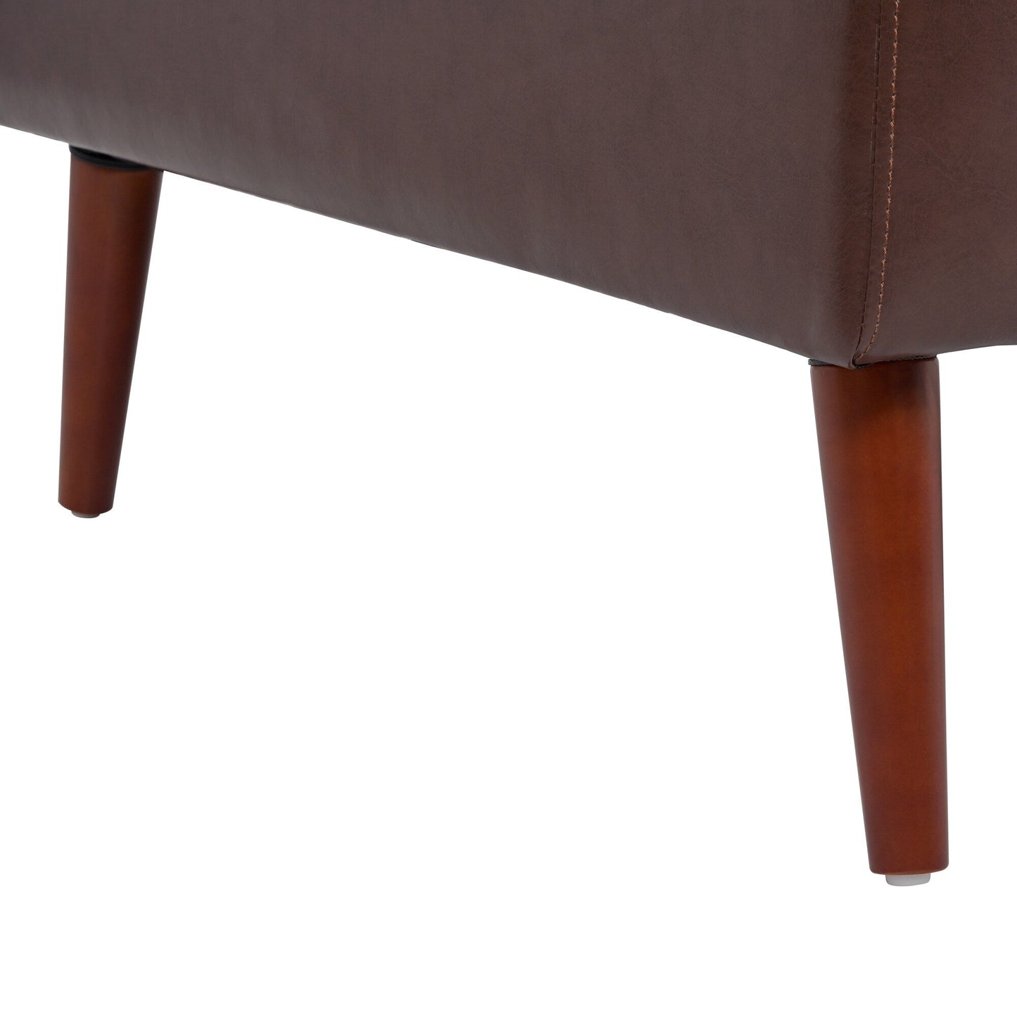 Divano a 3 posti Mid Century Modern 76,7 in PU marrone con struttura in ferro e legno per soggiorno