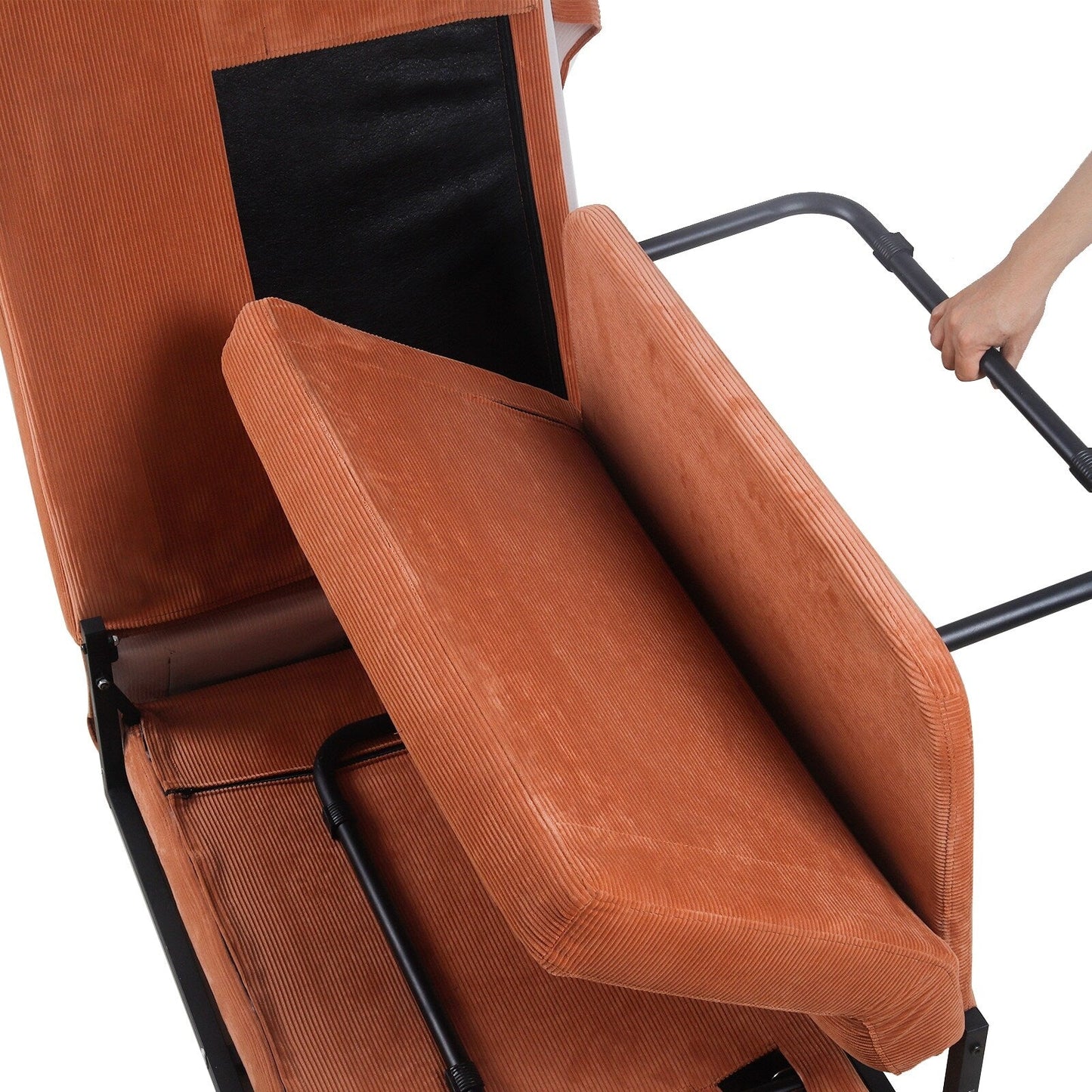 Divano letto singolo convertibile in velluto a coste marrone moderno da 36,61 pollici con schienale reclinabile per soggiorno