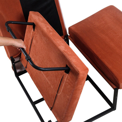 Divano letto singolo convertibile in velluto a coste marrone moderno da 36,61 pollici con schienale reclinabile per soggiorno