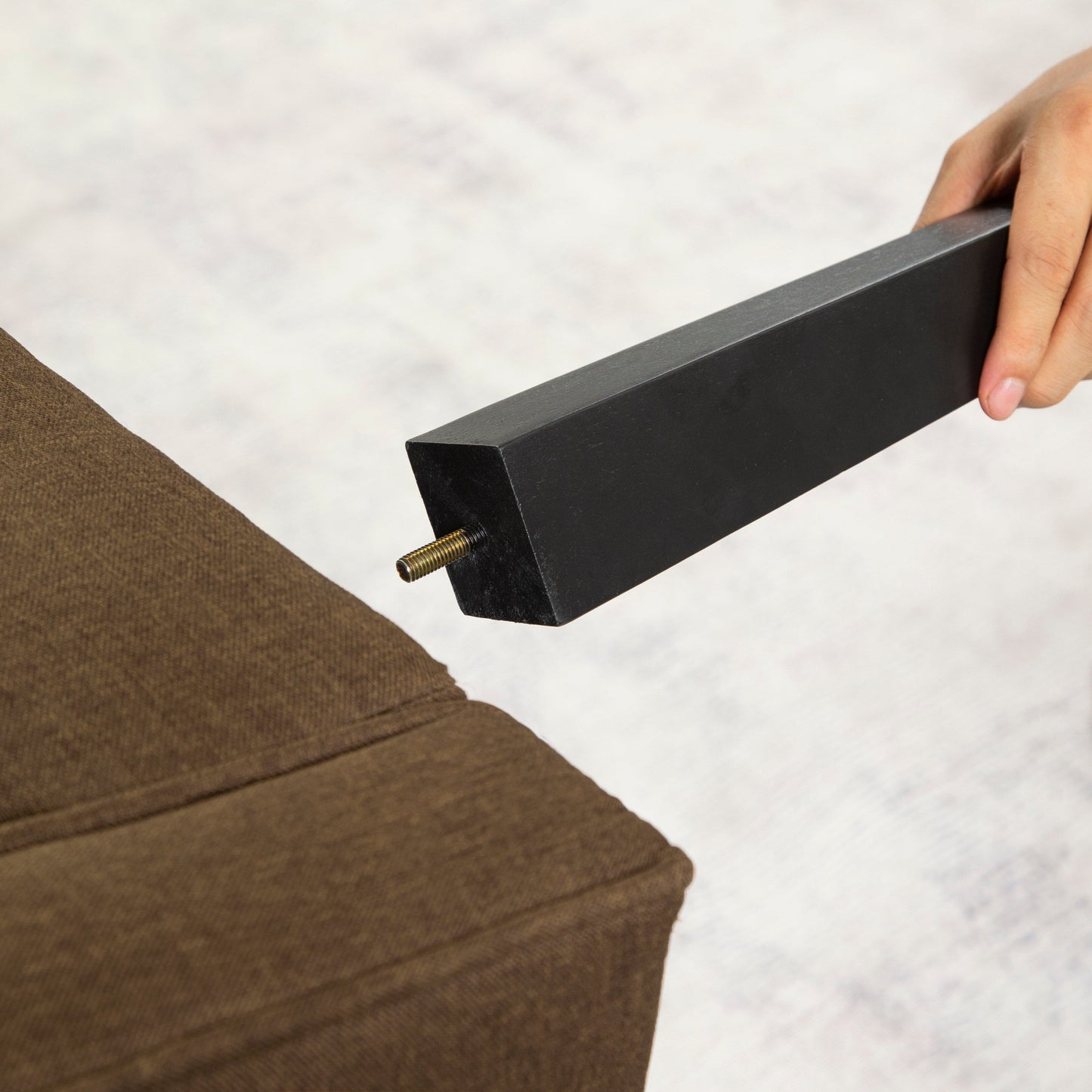 Divano letto futon convertibile a 3 posti, moderno, marrone, 71,65, con gambe in legno massello e cuscini per soggiorno