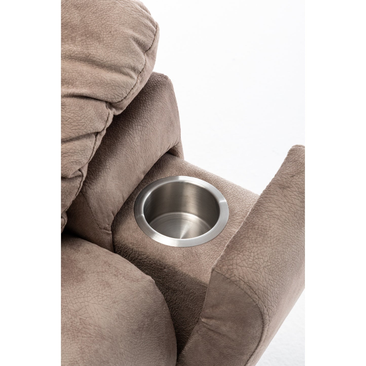 Poltrona reclinabile elettrica marrone con massaggio e calore, motore tedesco, portabicchieri in acciaio inossidabile e montaggio rapido