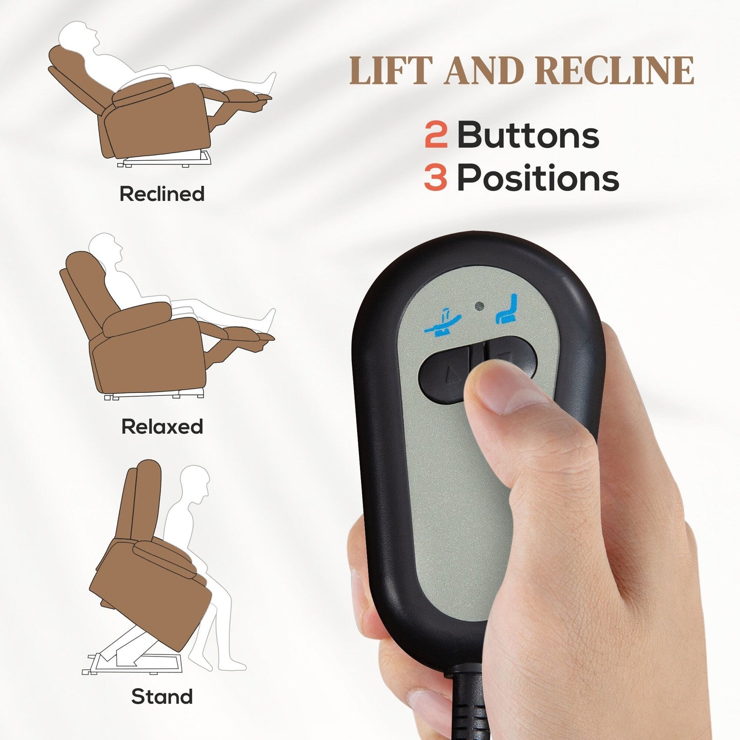 Poltrona reclinabile elettrica marrone con massaggio vibrante, riscaldamento, telecomando, montaggio rapido e tasche laterali