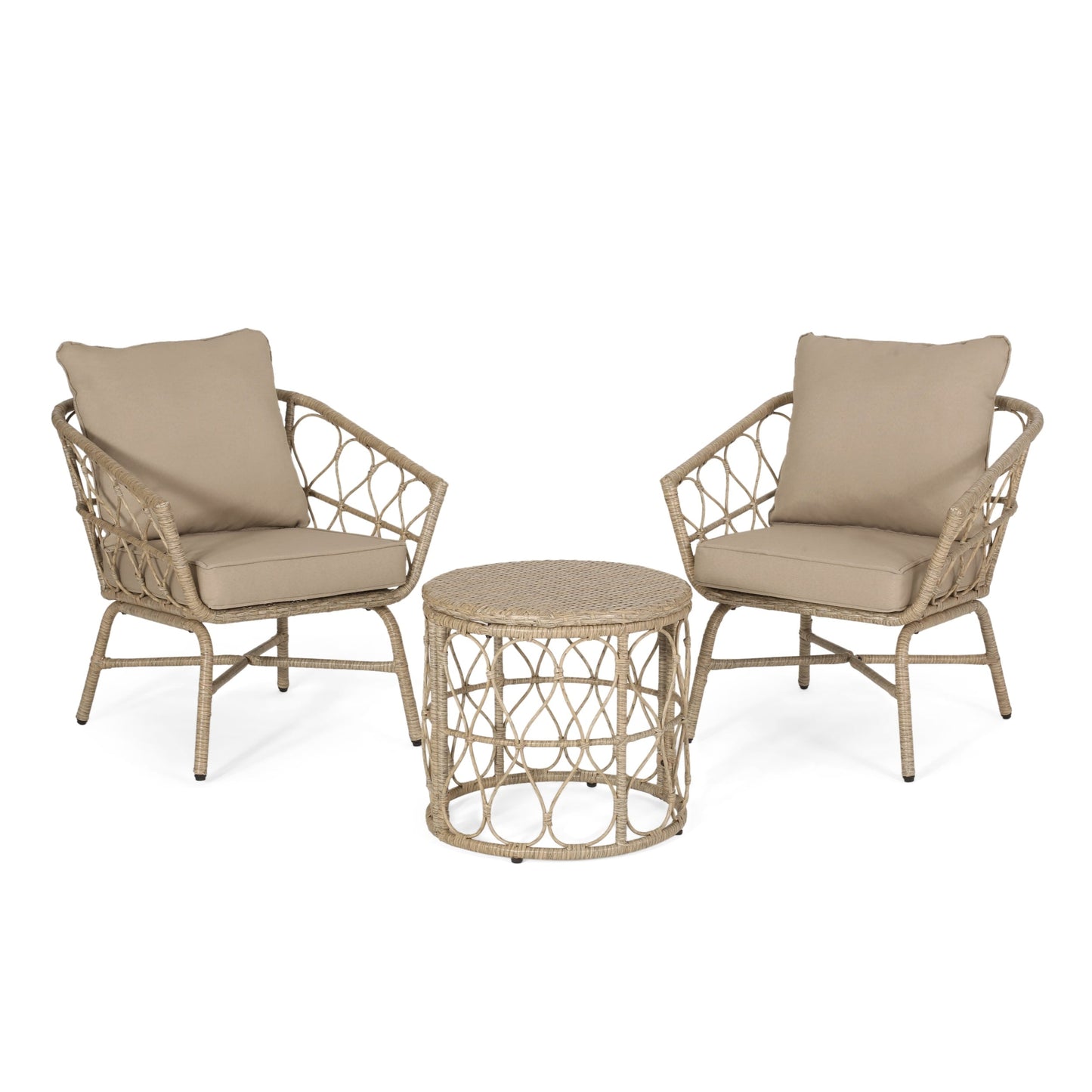 Set da salotto Bruce Outdoor in vimini da 3 pezzi con cuscini di Christopher Knight Home
