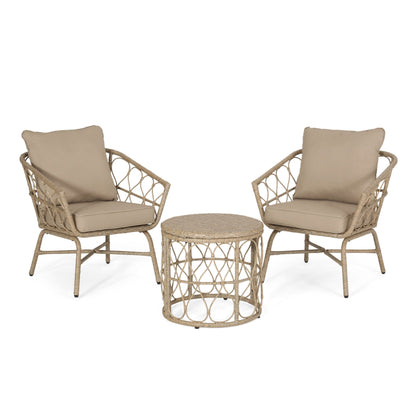 Set da salotto Bruce Outdoor in vimini da 3 pezzi con cuscini di Christopher Knight Home