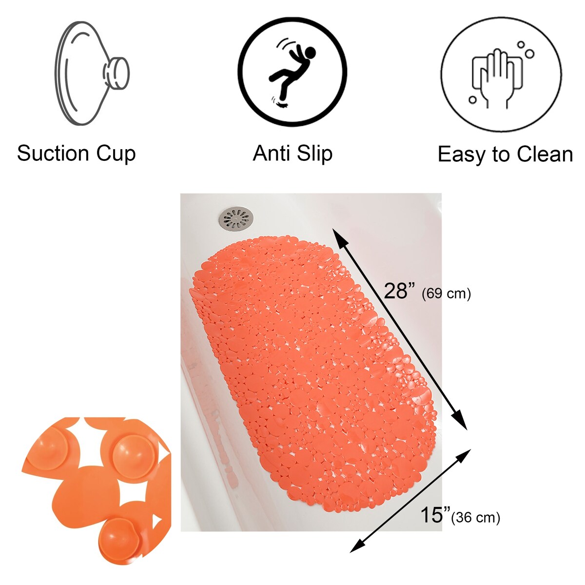 Tappetino antiscivolo ovale per vasca da bagno Bubbles 28 L x 15 W