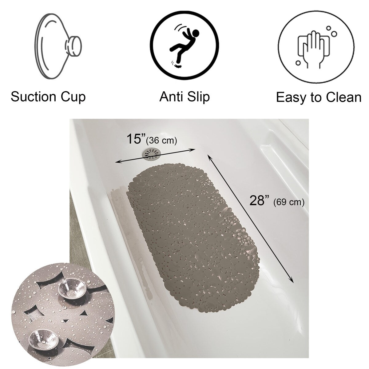 Tappetino antiscivolo ovale per vasca da bagno Bubbles 28 L x 15 W